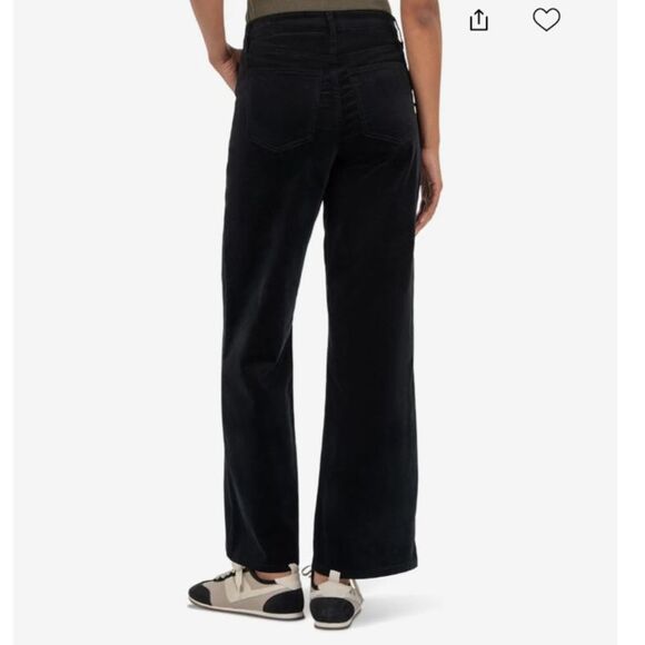 Kut From The Kloth NWT Women's Black Velvet High Rise Flare Jeans Size 12 - Picture 2 of 15